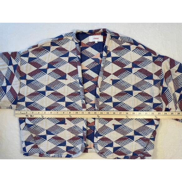 Xirena Ivory Blue Red Crop Jacket Boxy Embroidered Blazer XS - Picture 10 of 11